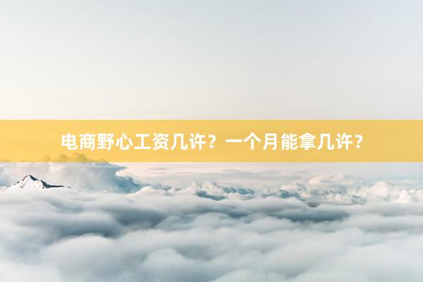 电商野心工资几许？一个月能拿几许？